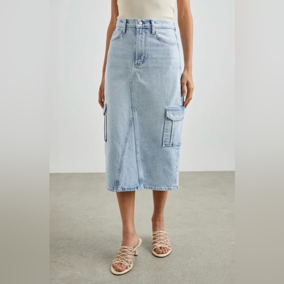NWT RAILS Highland Midi Skirt in Riviera Denim Light Wash Size 26